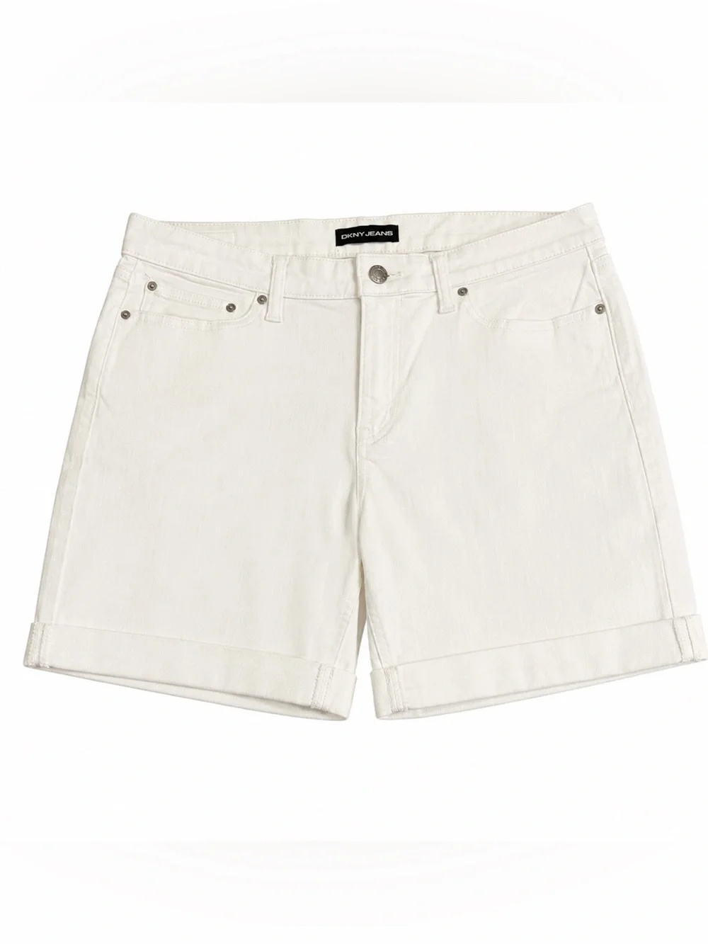 NWOT DKNY White Stretch Bermuda Shorts Size 14 Coastal Preppy